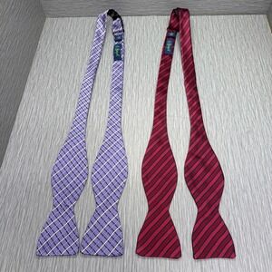 Bow Ties Self Tie Silk Lot of 2 Mens Red Purple Patterned Neckwear